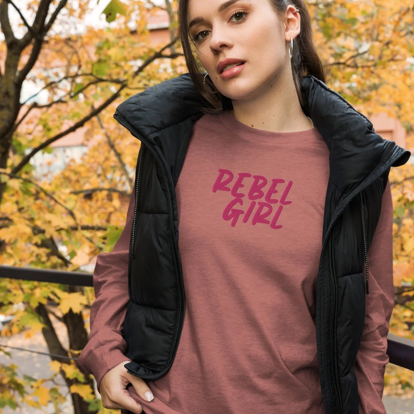 Rebel Girl Unisex Long Sleeve Tee with EMBROIDERY