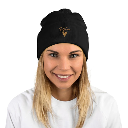 Self Love Pom-Pom Beanie - Women'S Beanie with Embroidery