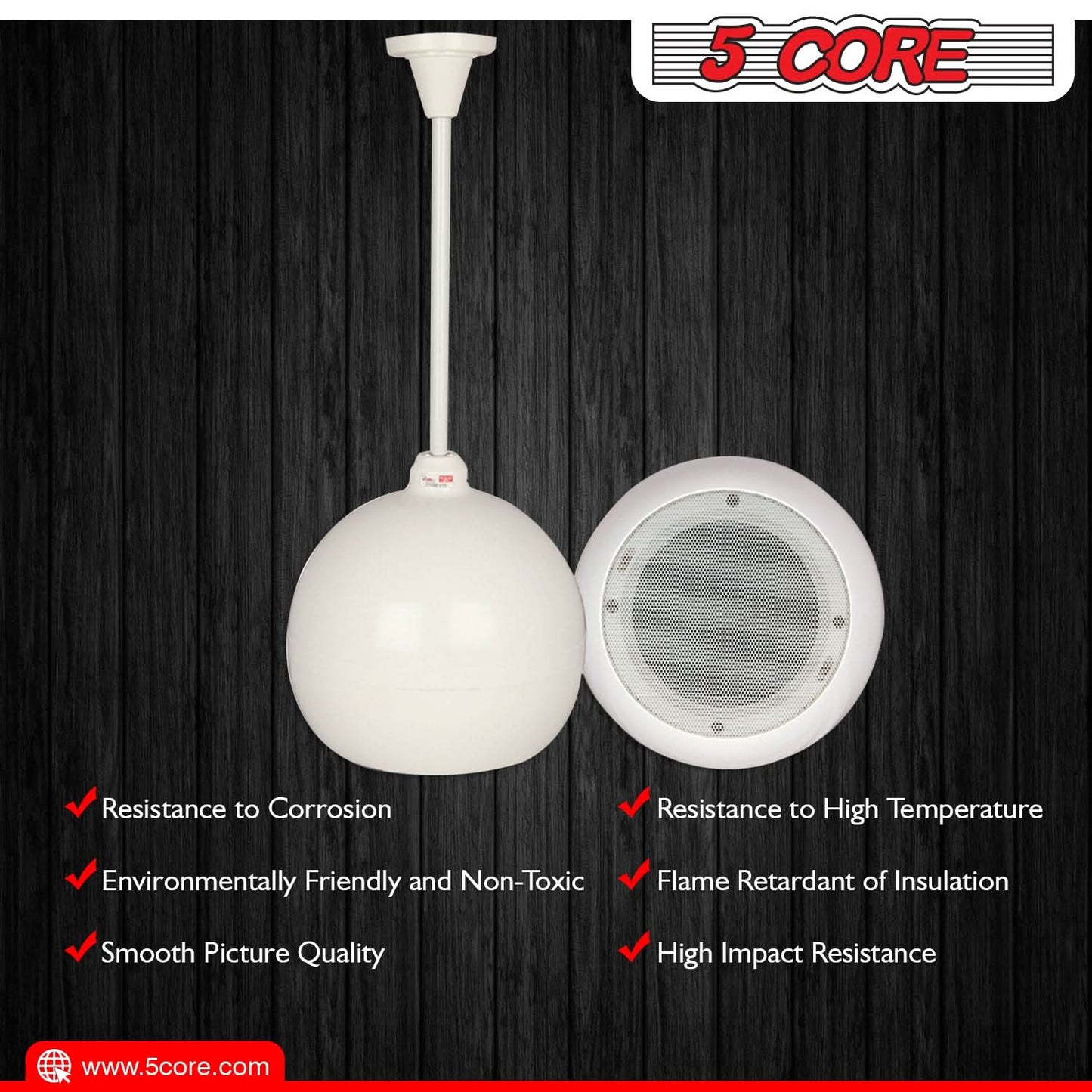 5Core Pendant Hanging Wall Speaker 15W Commercial Ceiling Mount Speakers 8 Ohm Office Home Restaurant