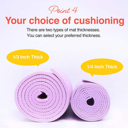 Yoga Mat with Carry Strap for Yoga Pilates Fitness and Floor Workout at Home and Gym Non-Slip 9 Colors