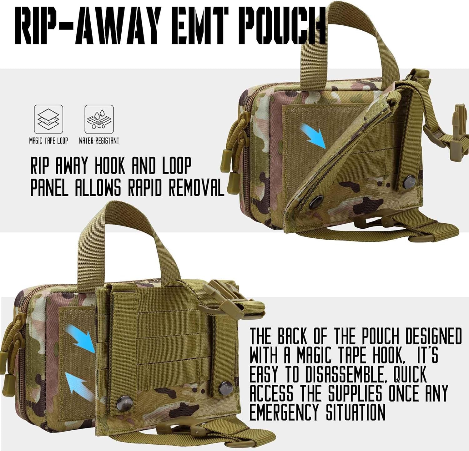 Upgrade Molle Rip Away Ifak Pouch, Tactical Small Belt First Aid Pouch Medical Utility EMT Pouch Only