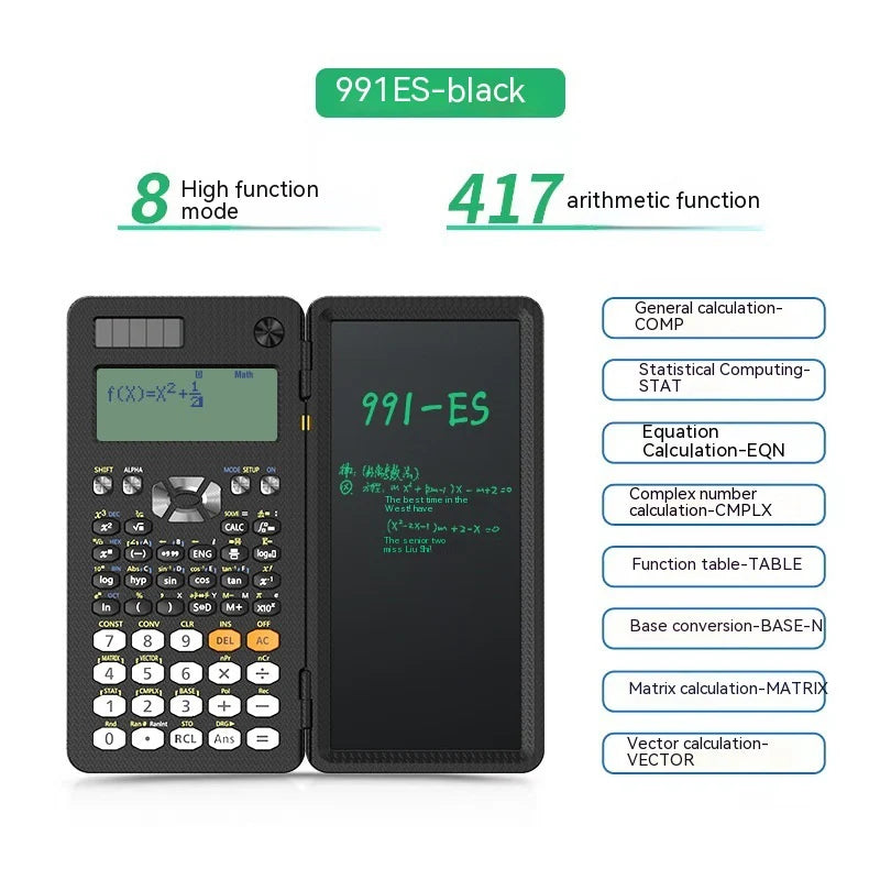 2 in 1 Foldable Scientific Calculators Handwriting Tablet Learning Function Calculator Foldable Desk Scientific Calculators