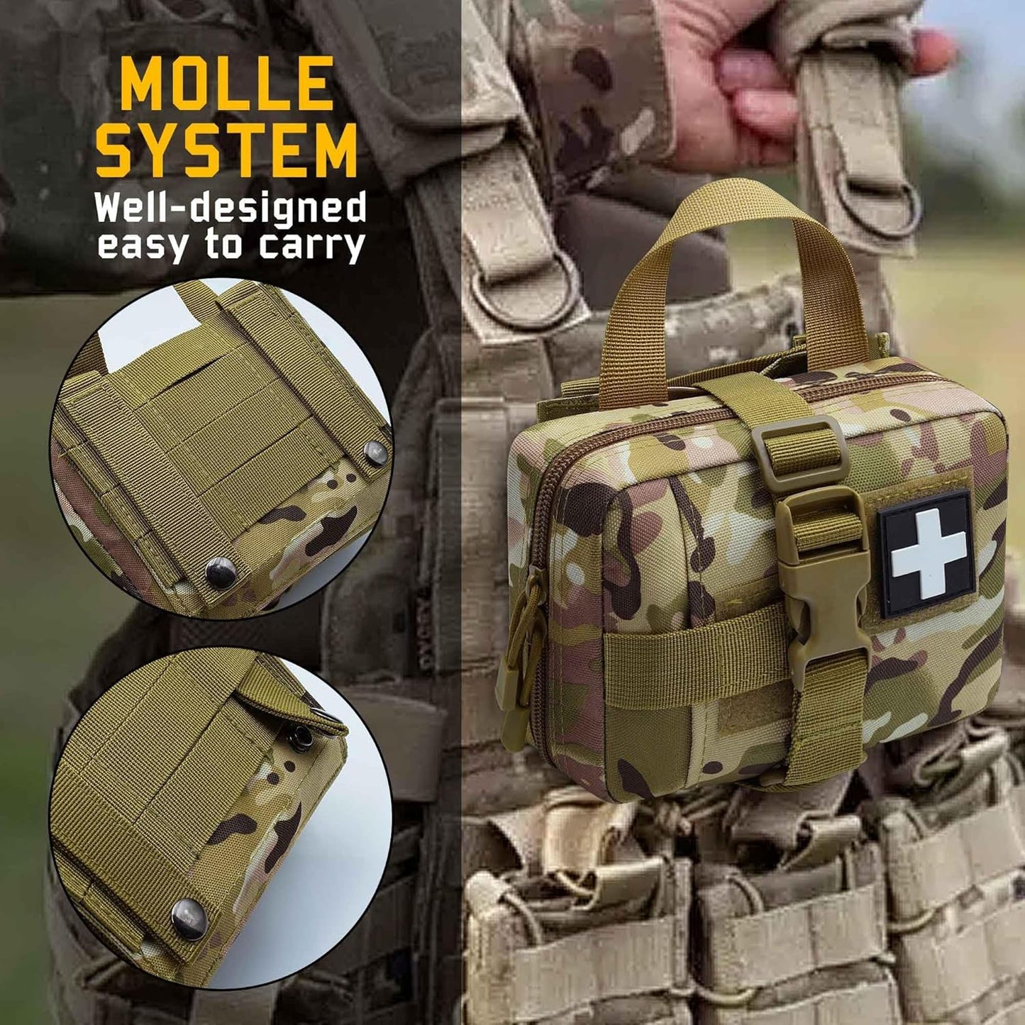 Upgrade Molle Rip Away Ifak Pouch, Tactical Small Belt First Aid Pouch Medical Utility EMT Pouch Only