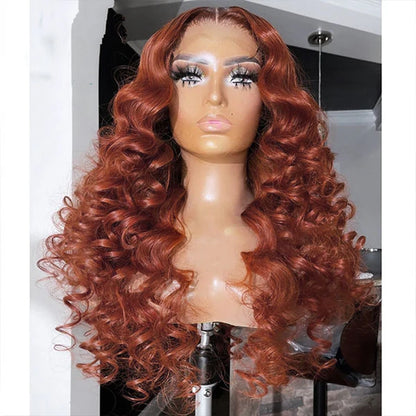 Auburn Lace Front Wigs Deep Wave Wigs 13X4 Lace Frontal Wigs Reddish Brown Wig 30 Inch HD Transparent Lace Wigs