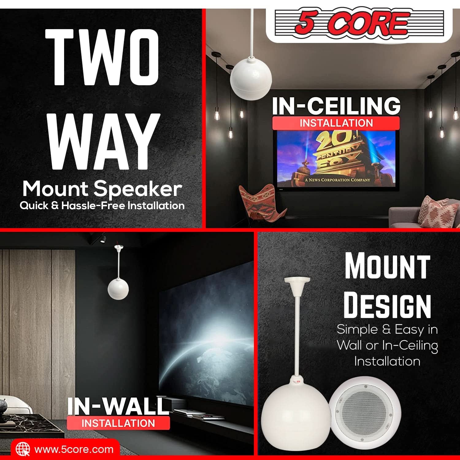 5Core Pendant Hanging Wall Speaker 15W Commercial Ceiling Mount Speakers 8 Ohm Office Home Restaurant