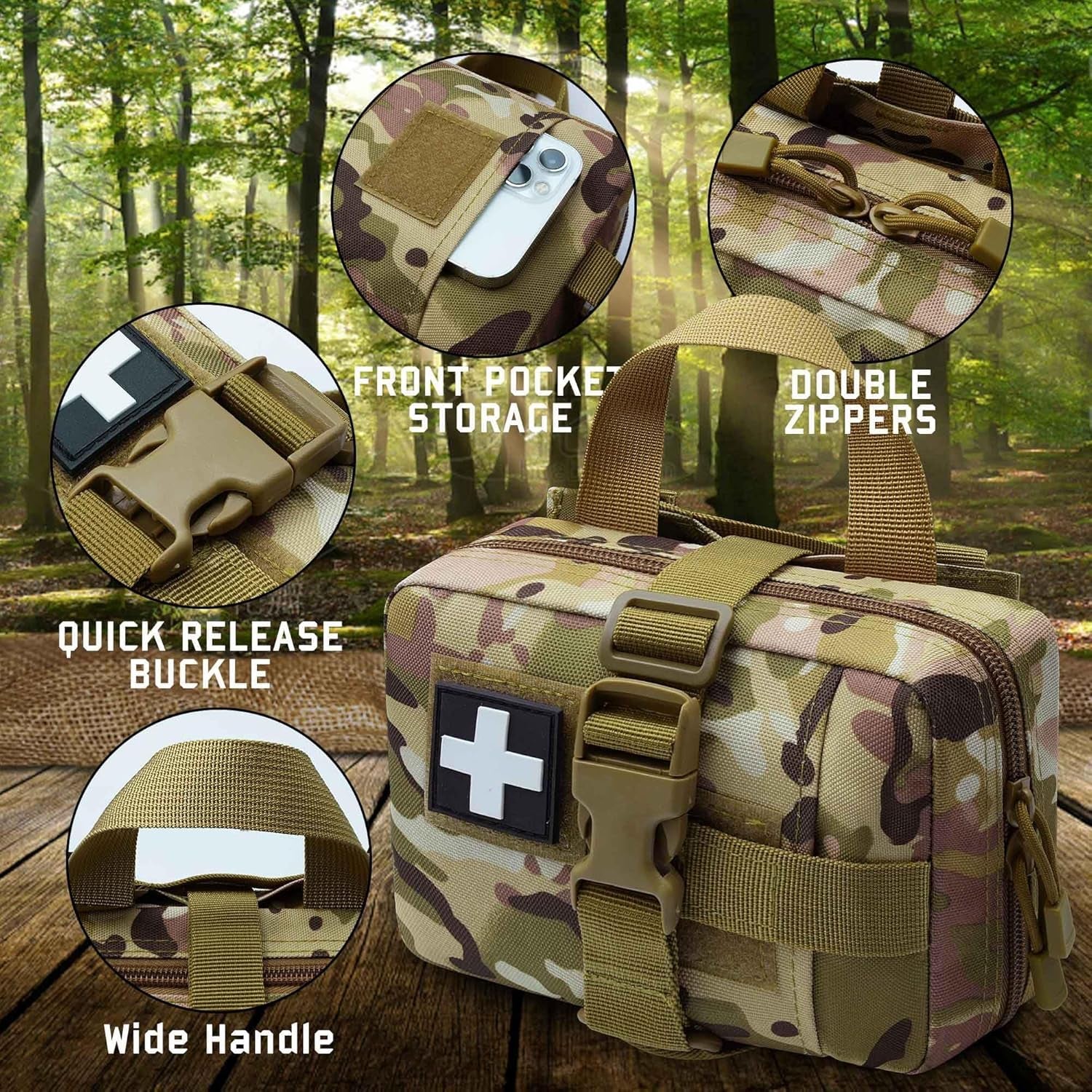 Upgrade Molle Rip Away Ifak Pouch, Tactical Small Belt First Aid Pouch Medical Utility EMT Pouch Only