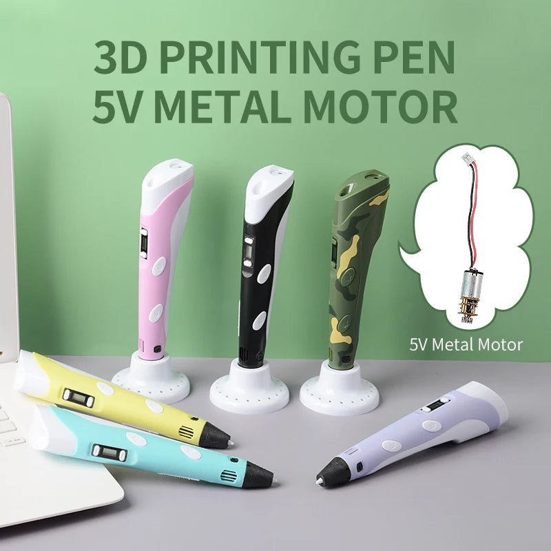 3D Printing Pen DIY Three-Dimensional Painting Children Toys Fun Camouflage with LCD Screen Compatible PLA Filament Toys Gift