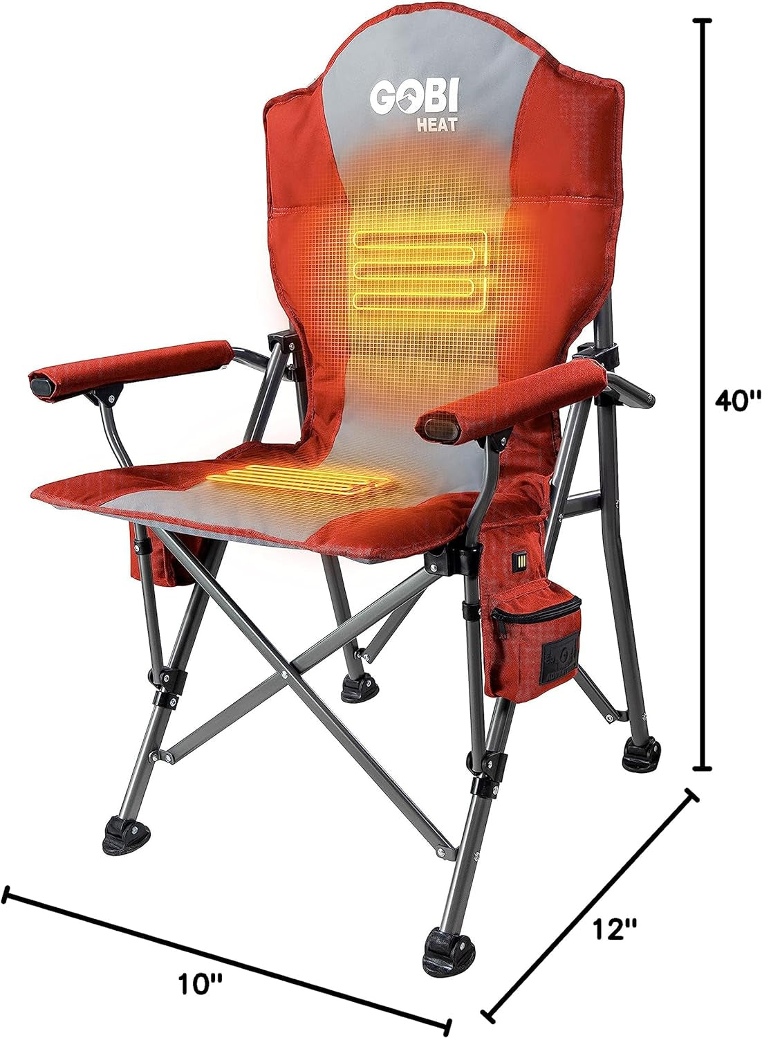 - Terrain Portable Heated Camping Chair - Outdoor Folding Chair with Heated Filling - Winter Camping Essential - 3 Heat Settings (Flare)