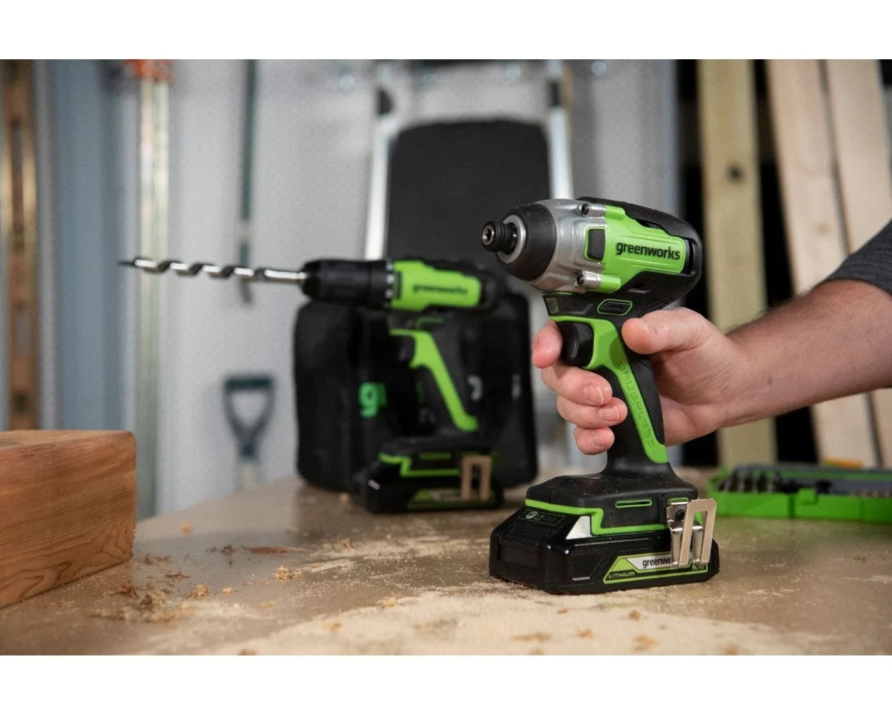 24V Brushless Cordless 1/4" Impact Driver Set + (2) USB Batteries & Charger 3803702AZ