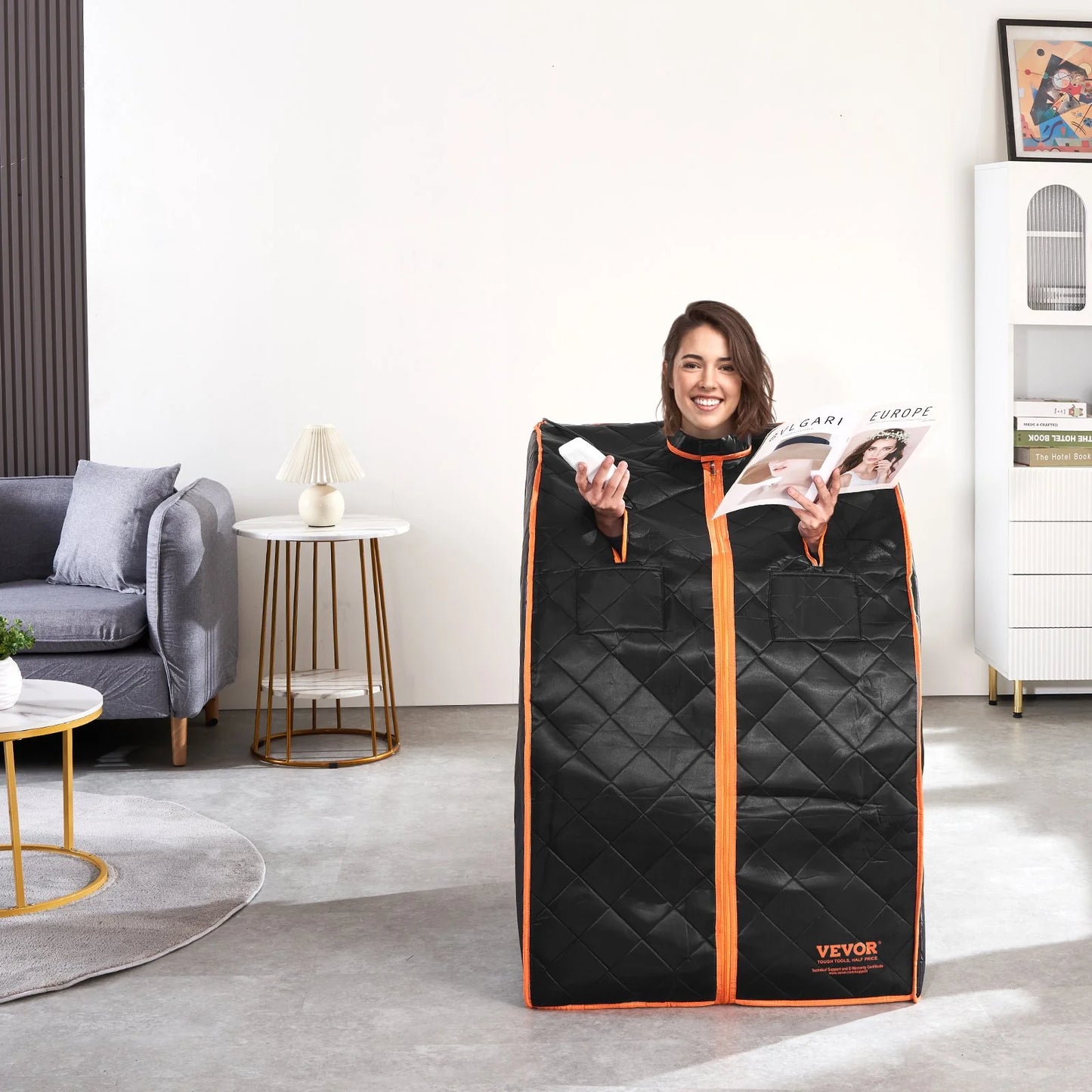 VEVOR Sauna Blanket for Detoxification, 1050W Portable Far Infrared Sauna Tent for Home, 104 - 167¨H, 1-60 Minutes Timer , Personal Sauna Box for Home Spa Indoor Black 27.56 X 31.5 X 38.58 Inch