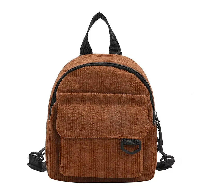 Minimalist and Versatile Striped Velvet Mini Backpack Students and Women for Leisure Travel