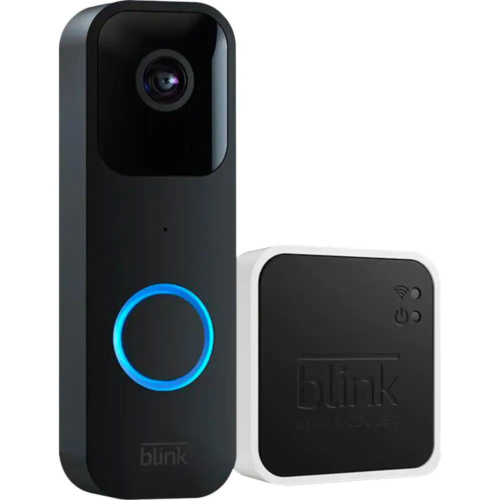 Video Doorbell plus Sync Module 2 - Battery or Wired - Smart Wi-Fi HD Video Doorbell Camera System in Black