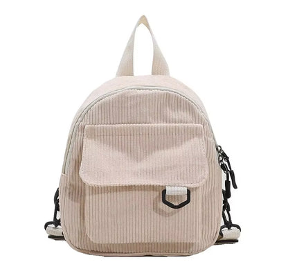 Minimalist and Versatile Striped Velvet Mini Backpack Students and Women for Leisure Travel