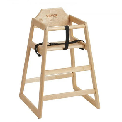 VEVOR Wooden High Chair for Babies & Toddlers, Double Solid Wood Feeding Chair, Eat & Grow Portable High Chair, Easy to Clean Baby Booster Seat, Compact Toddler Chair, Natural