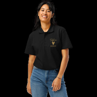 Self Love Premium Pique Polo Shirt with Old Gold Embroidery