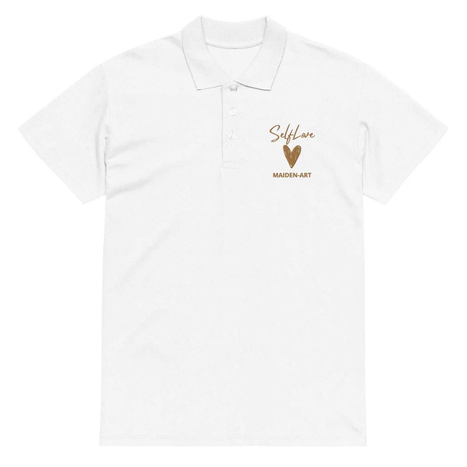 Self Love Premium Pique Polo Shirt with Old Gold Embroidery