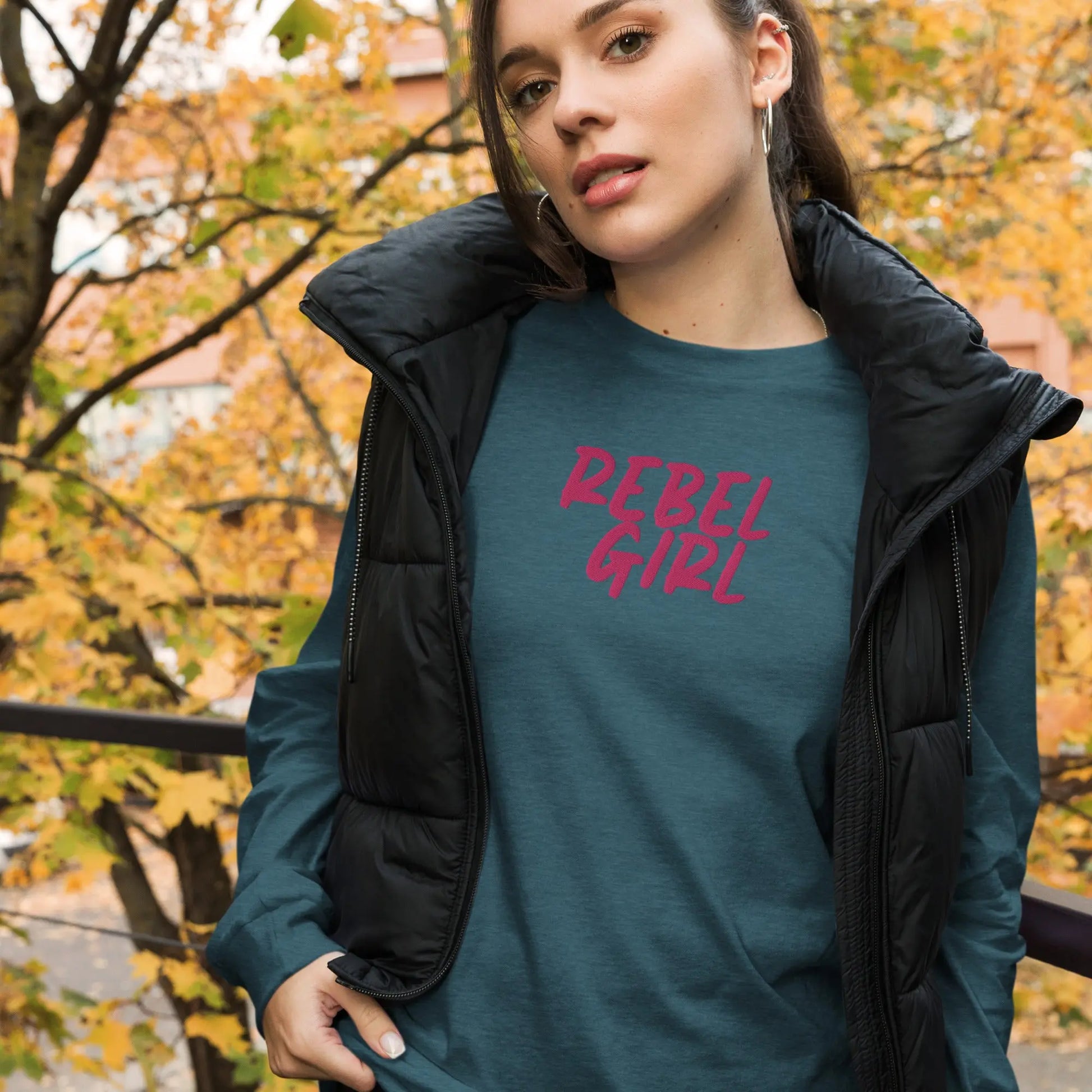 Rebel Girl Unisex Long Sleeve Tee with EMBROIDERY