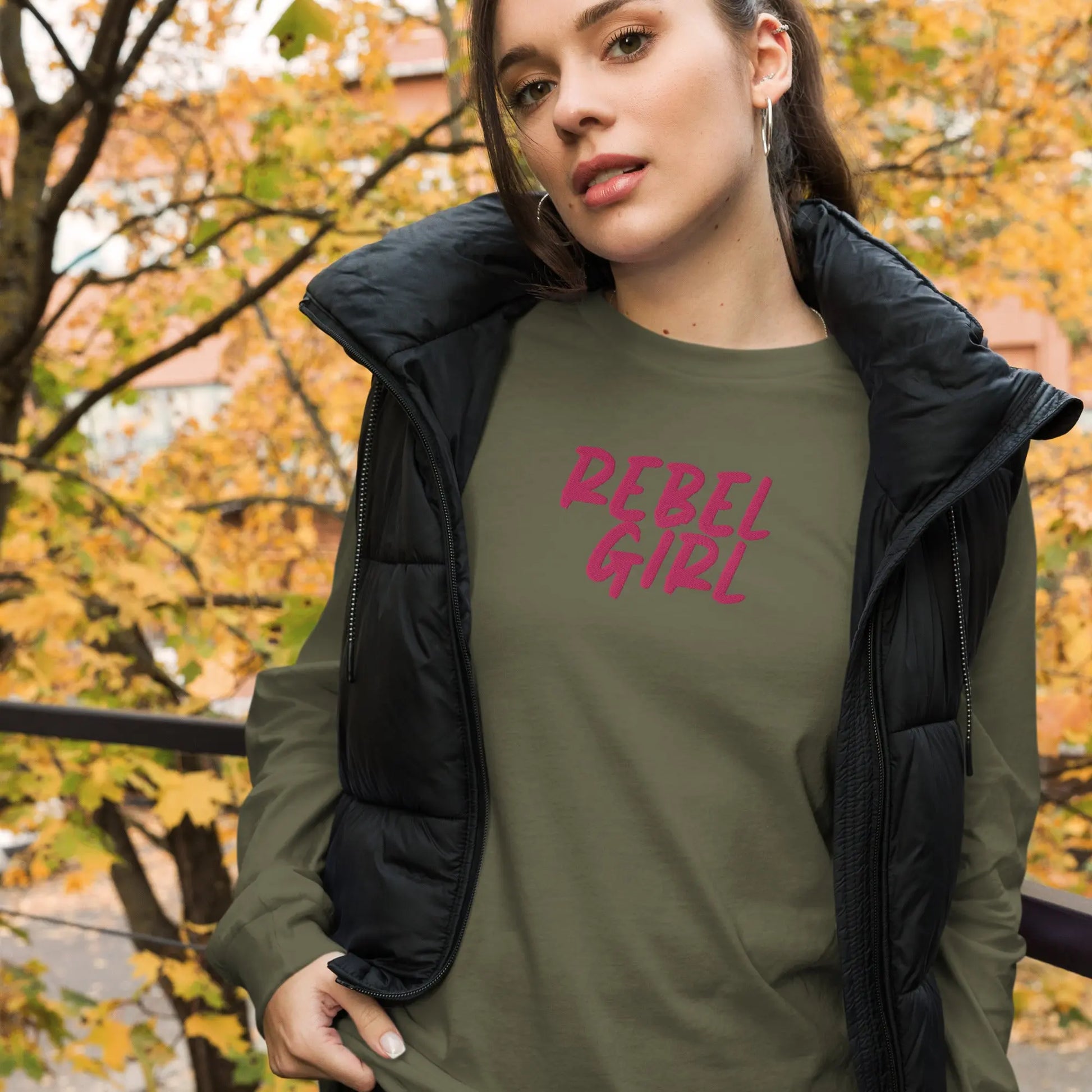 Rebel Girl Unisex Long Sleeve Tee with EMBROIDERY