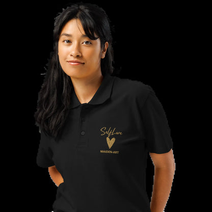 Self Love Premium Pique Polo Shirt with Old Gold Embroidery