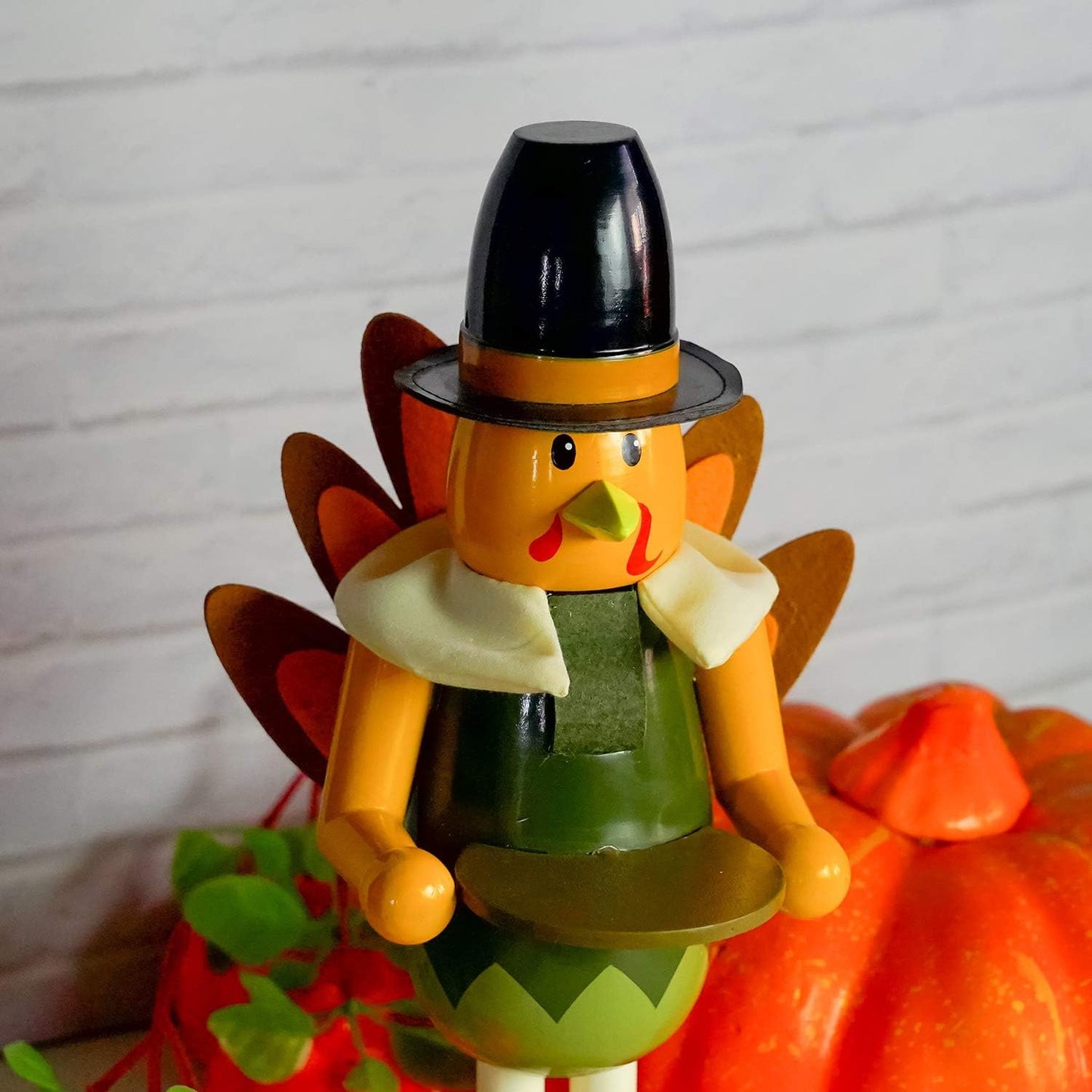 Thanksgiving Fall Decoration, 14 Inch Handmade Turkey Collectible Wooden Handmade Nutcracker for Fall Thanksgiving Christmas Home Table Decor